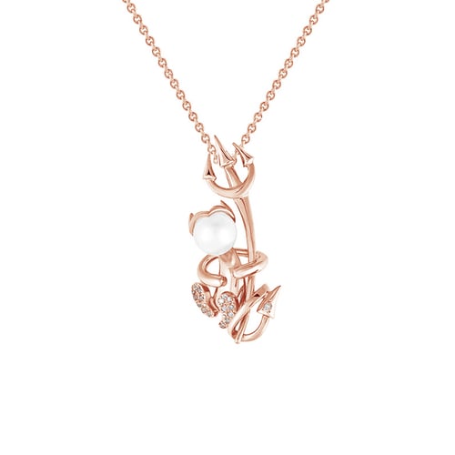 Stříbrný čert s perlou a lab-grown diamanty Devil