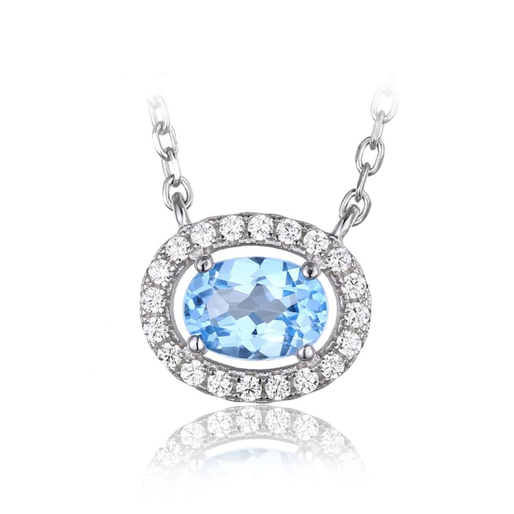 Stříbrný náhrdelník s topazem a zirkony Atle