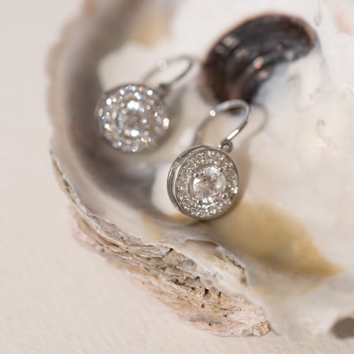 Visací náušnice s moissanity a diamanty Claira