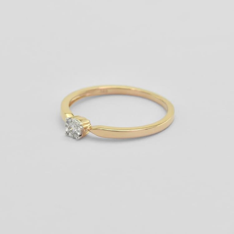 Prsten s diamantem typu soliter z růžového zlata 45114