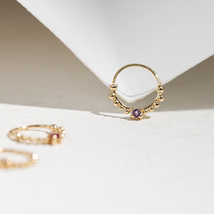 Zlatý septum piercing s ametystem Arla 123057