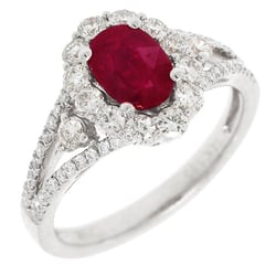 Luxusní zlatý prsten s rubínem a diamanty Sajili