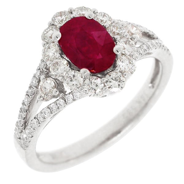 Luxusní zlatý prsten s rubínem a diamanty Sajili