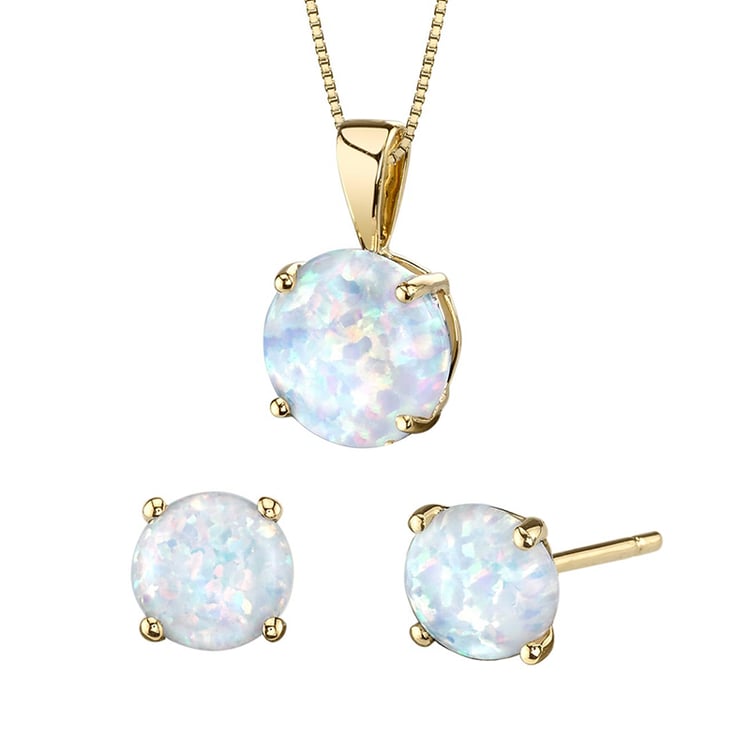 Zlatá kolekce šperků s bílými opály Madai 26438