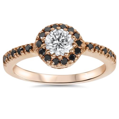 Zásnubní prsten s černými diamanty a diamantem 3936