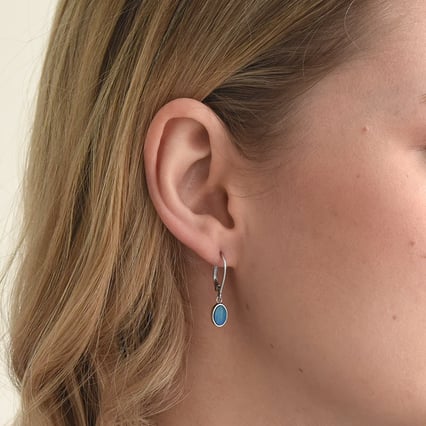 Zlaté visací náušnice s modrými opály Margalo