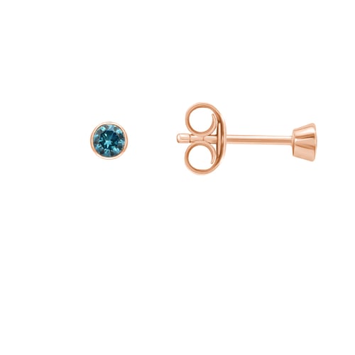 Stříbrné minimalistické bezel náušnice s modrými diamanty Tofine