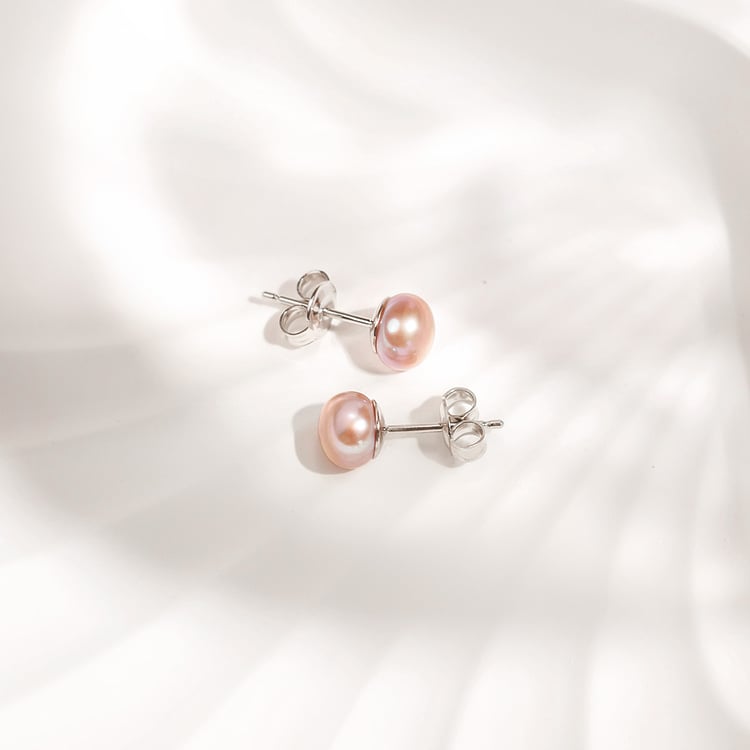 Stříbrné napichovací náušnice s levandulovými perlami 158379