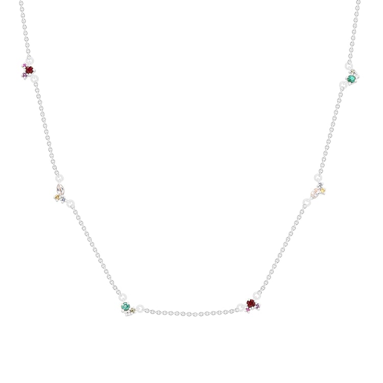 Cluster náhrdelník s barevnými drahokamy ze zlata 90891