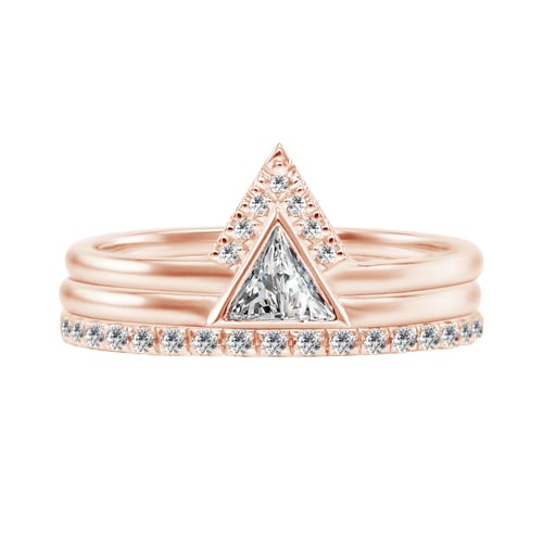 Minimalistický diamantový set tří prstenů ze zlata Nizes