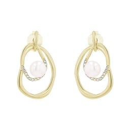 Stříbrné perlové náušnice s bílými topazy Frida