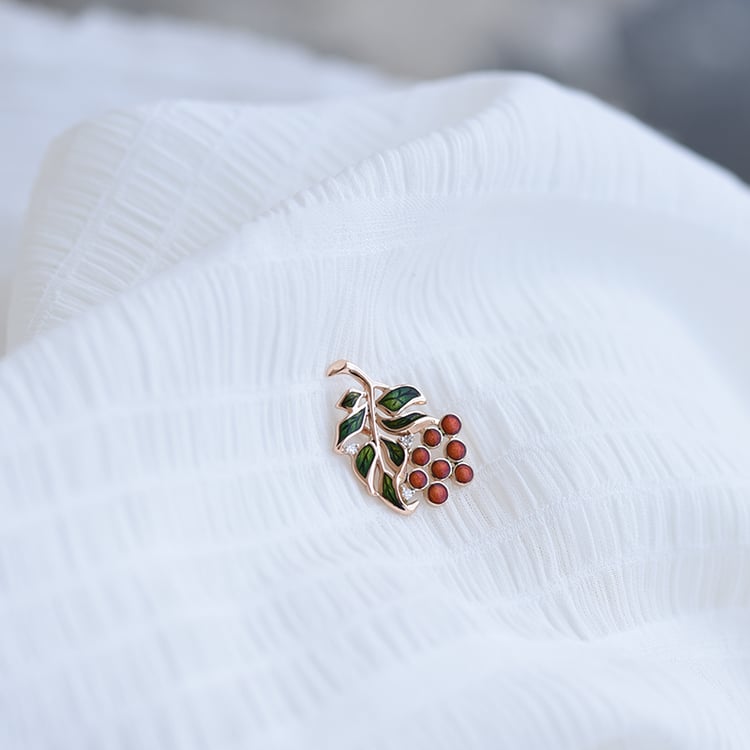 Zlatá brož s diamanty a enamelem 64091