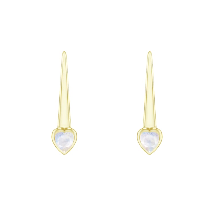 Visací náušnice s měsíčními kameny ve tvaru srdíček Levy 144777