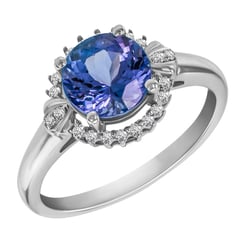 Tanzanitový zlatý prsten s diamanty Evly