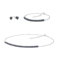 Stříbrná kolekce šperků s černými perlami Emerson