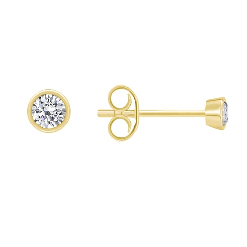 Zlaté bezel náušnice s 0.16ct diamanty Jehan