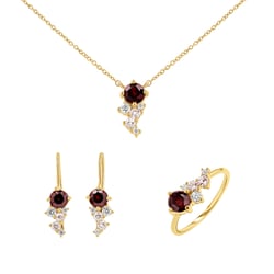 Sada cluster šperků s českými granáty, morganity a moissanity Ester