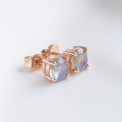 Elegantní zlaté náušnice s labradority Bernice