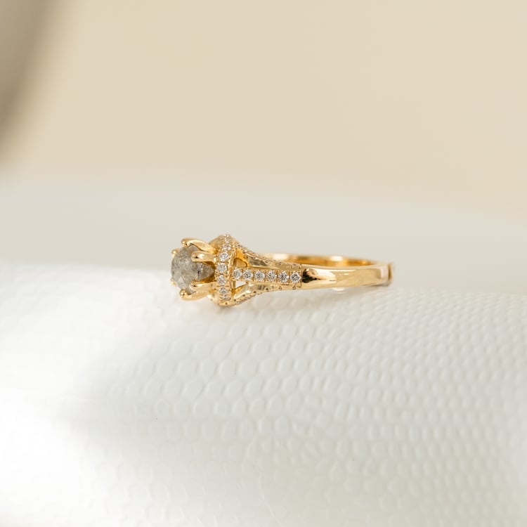 Halo zásnubní prsten se salt and pepper diamantem Heshmy 124796