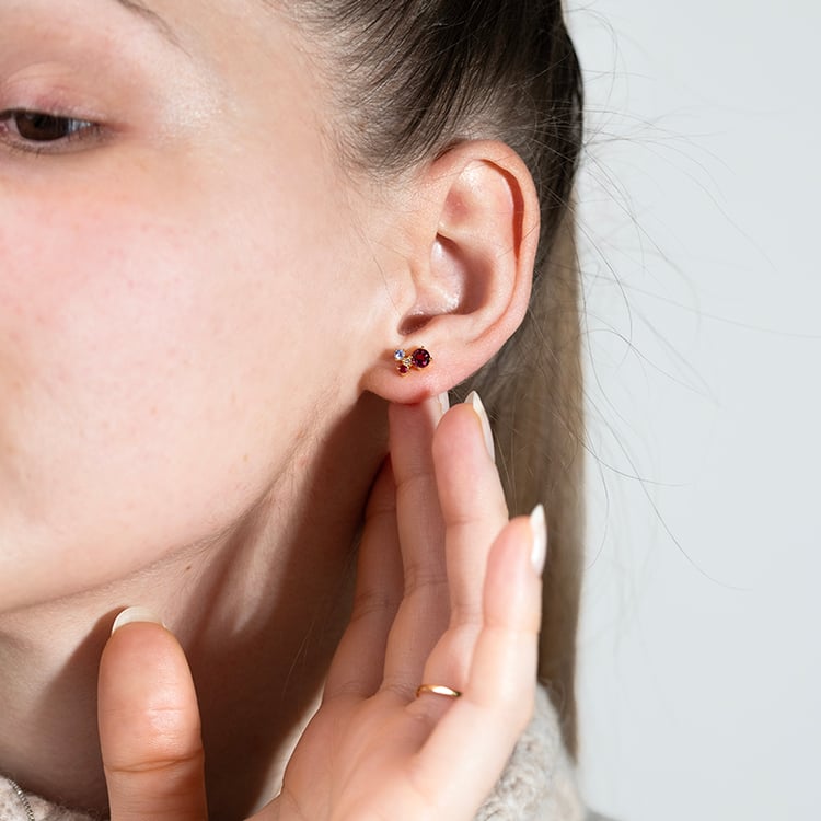 Cluster náušnice s turmalínem, tanzanitem, rubínem a diamantem Kerrie 151143