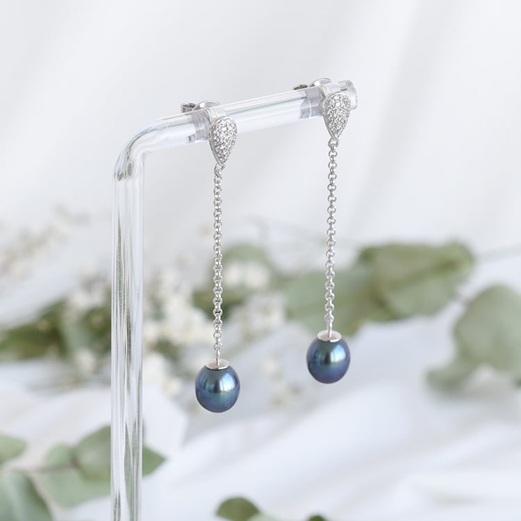 Visací náušnice ze stříbra s perlami 87938