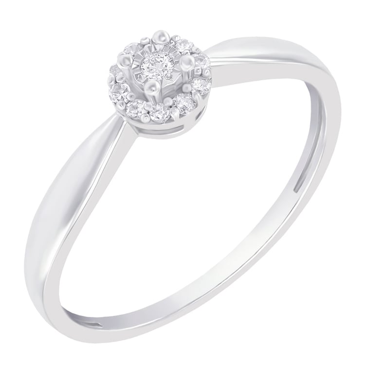 Zlatý prsten v halo stylu s diamanty