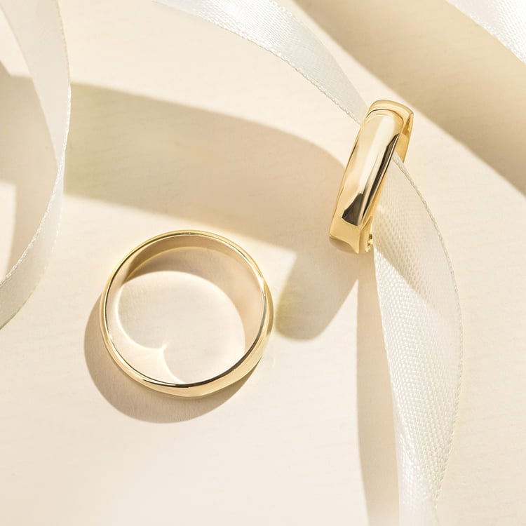 Snubní prsteny s půlkulatým profilem ze žlutého zlata Rula 157050