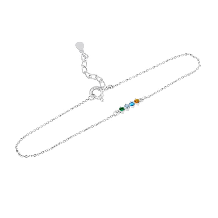 Stříbrný náramek se 4 drahokamy Shanay