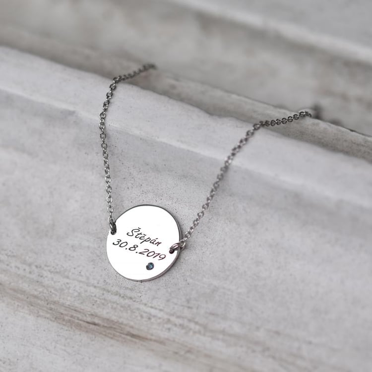 Náramek s modrým diamantem a gravírem dle vaší volby 47813