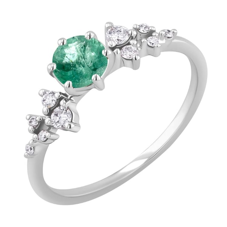 Zásnubní prsten se smaragdem a diamanty Olha