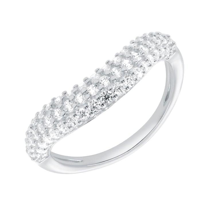 Half eternity zvlněný zlatý prsten s lab-grown diamanty Sven