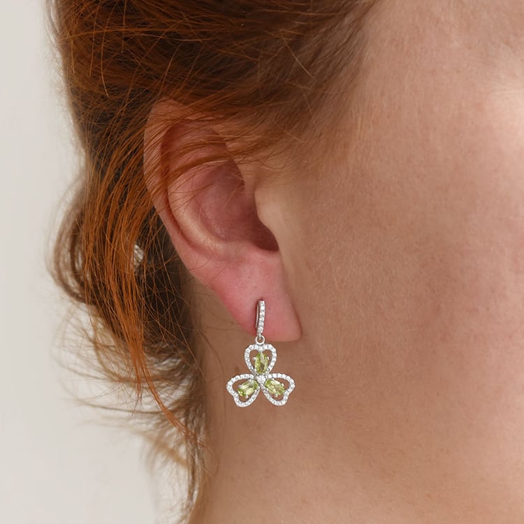 Stříbrné trojlístky s olivíny a zirkony 88693