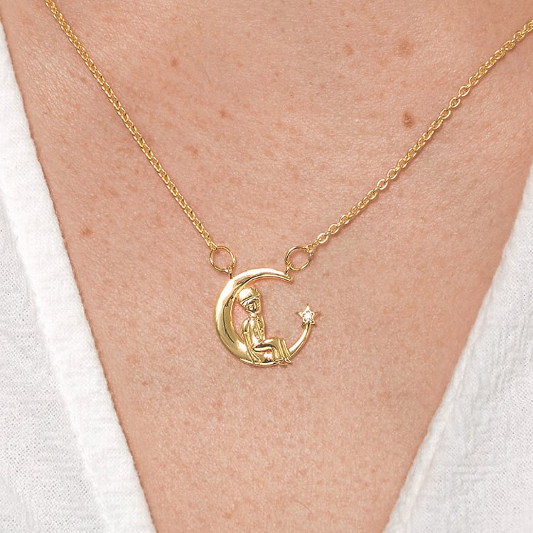 Náhrdelník ve tvaru měsíčku s diamantem Malý princ 157219