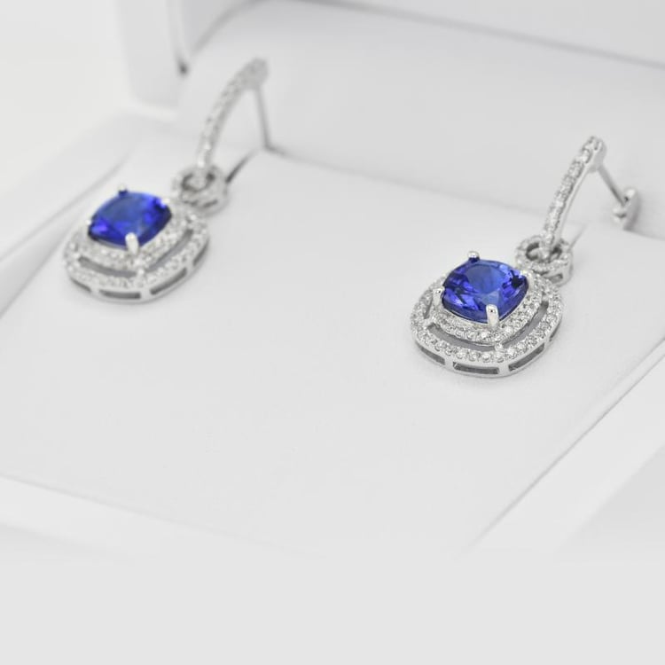 Diamantové tanzanitové náušnice 17455