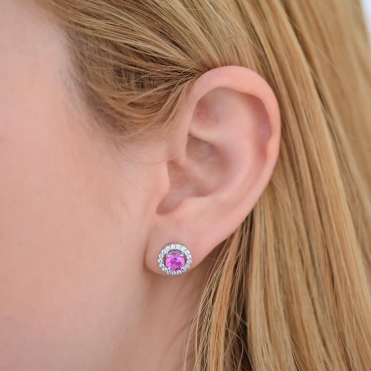 Stříbrné náušnice se safíry 17349