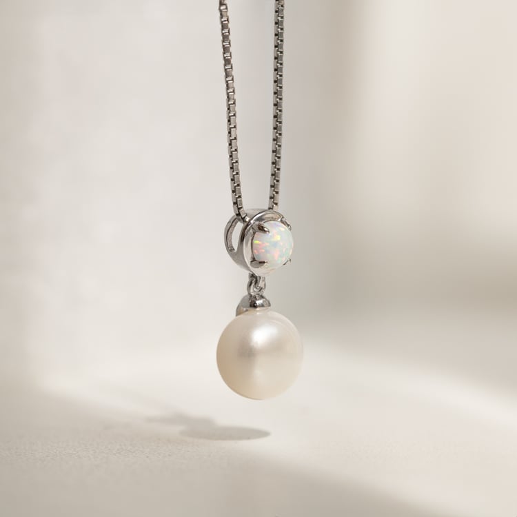 Stříbrný perlový přívěsek s lab-grown opálem Romney 143915