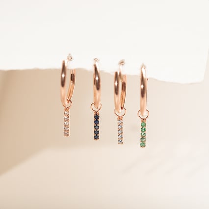 Zlaté visací náušnice s modrými safíry Elaine