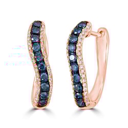 Kruhové náušnice s modrými a bílými diamanty Doris