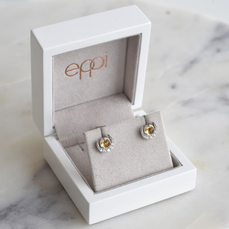 Náušnice s citríny ze stříbra se zirkóny 86203