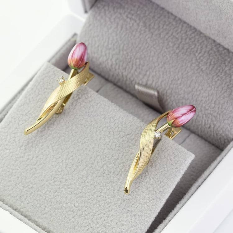 Náušnice s enamelem a diamanty 48953