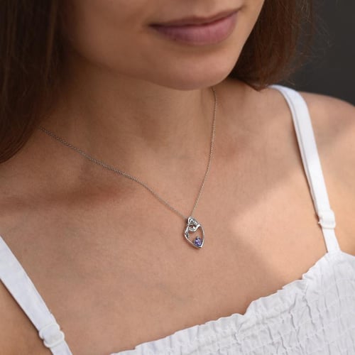 Přívěsek matka a dítě s tanzanitem a diamantem Ella