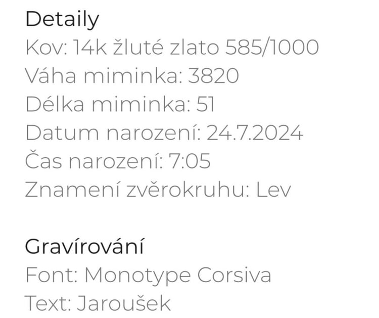 Novorozenecký přívěsek s oboustranným gravírem dle vaší volby 163886