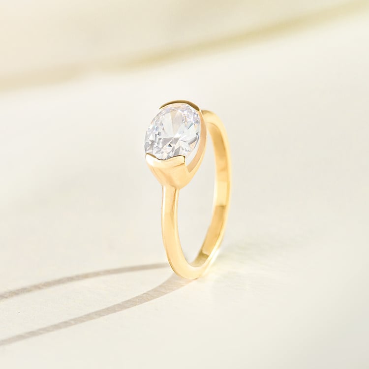 Zlatý prsten s half-bezel oválným diamantem Hortensia 164288