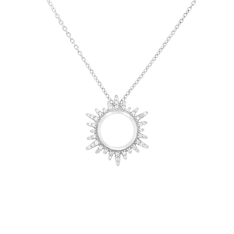 Náhrdelník ve tvaru diamantového slunce z bílého zlata 79699