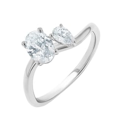 Vlnitý zásnubní prsten Toi et Moi s pear a oválným moissanitem Zita