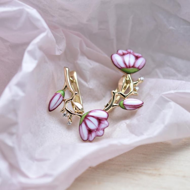 Zlaté náušnice květiny 43367