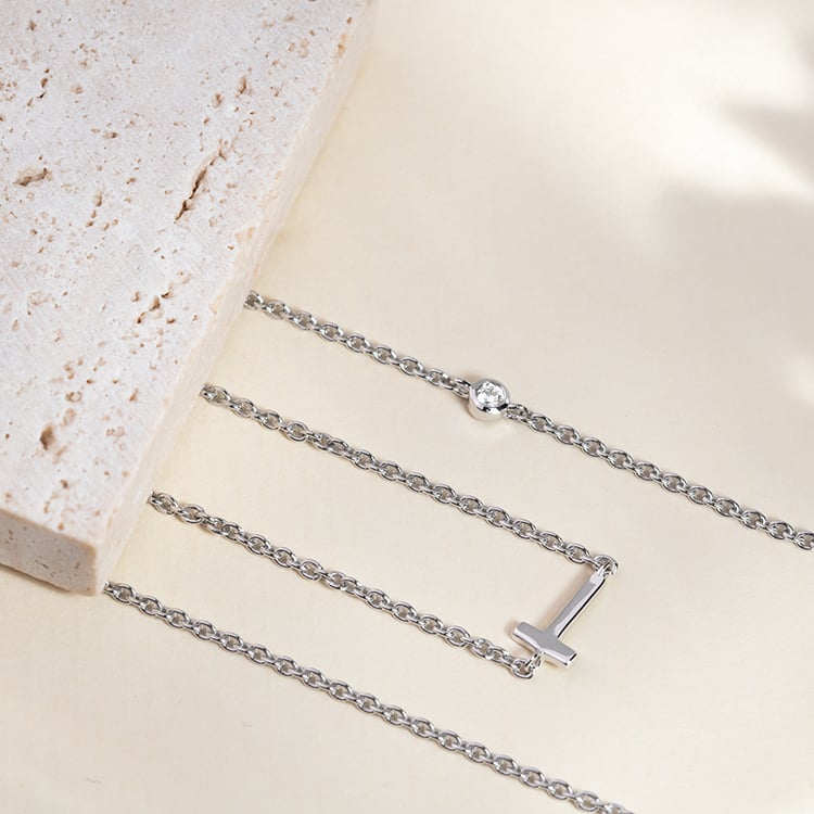 Stříbrný náhrdelník s písmenkem podle vaší volby a lab-grown diamantem Lupe 149987