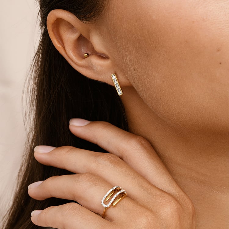 Zlaté náušnice s lab-grown diamanty Lena 163506