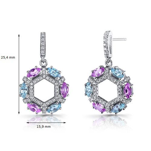 Náušnice s topazy a safíry Tynky 9145