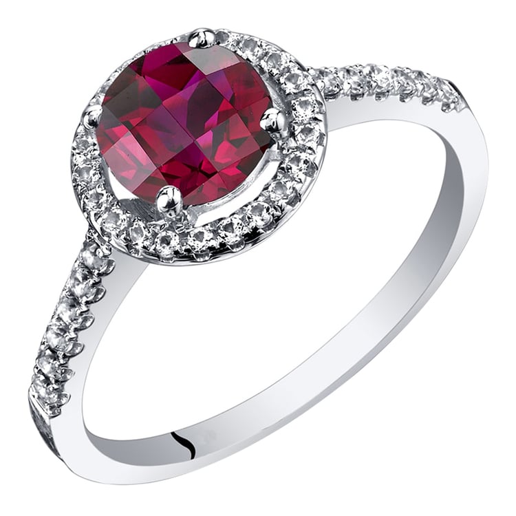 Zlatý prsten v halo stylu s rubínem a topazy Maks